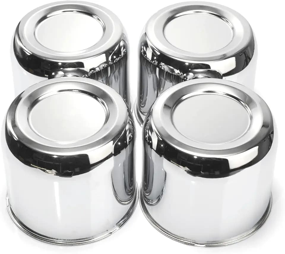 RTRHINOTUNING 4PCS 4.41inch Push Through Center Caps Chrome for Trailers Trucks SUV RV Wheel Rims