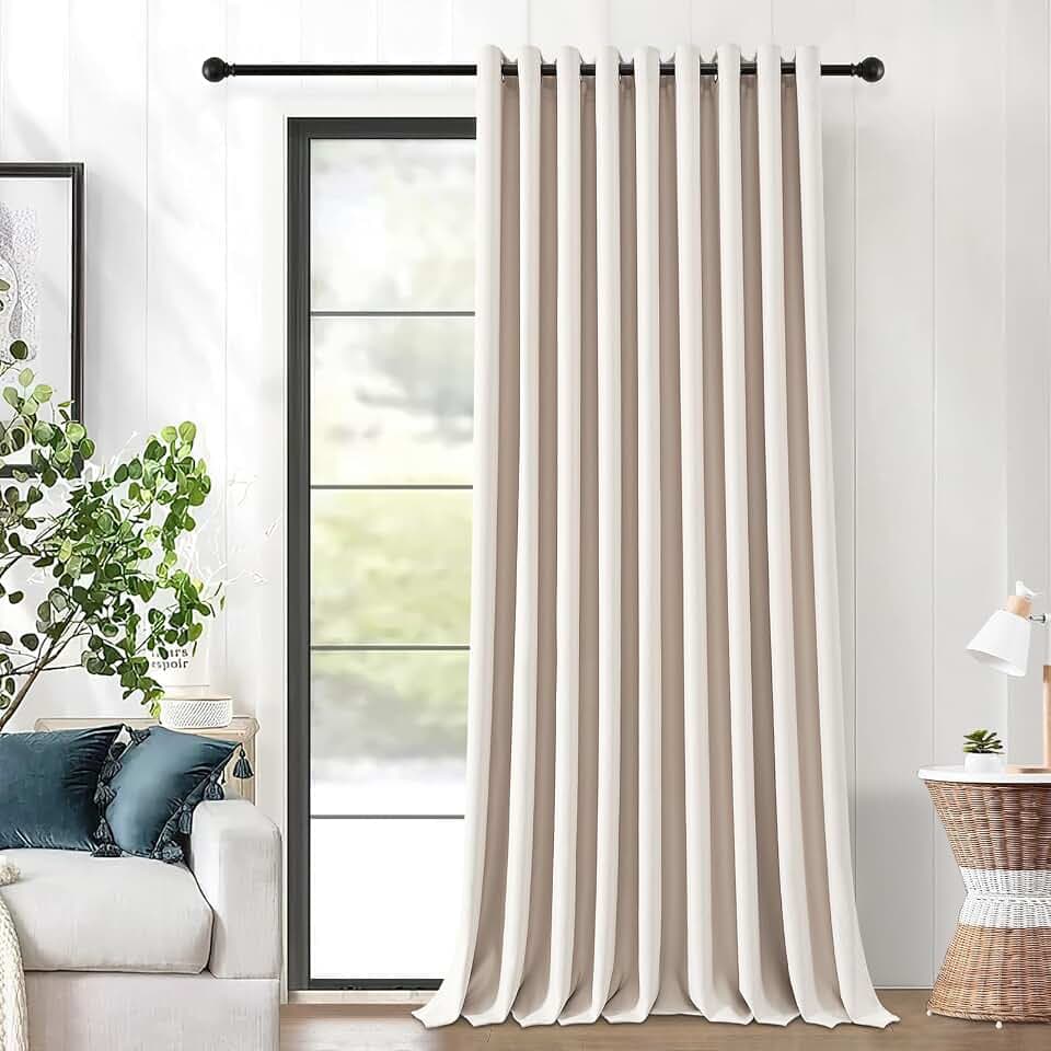 MRTREES Thermo Vorhang Verdunkelung mit Ösen Vorhänge Beige Blickdicht Gegen Kälte, Gardinen Extra Breite 300 cm, Lang 240 cm, 1 Stück, Raumtrenner Vorhang für Kinderzimmer Schlafzimmer Schrank