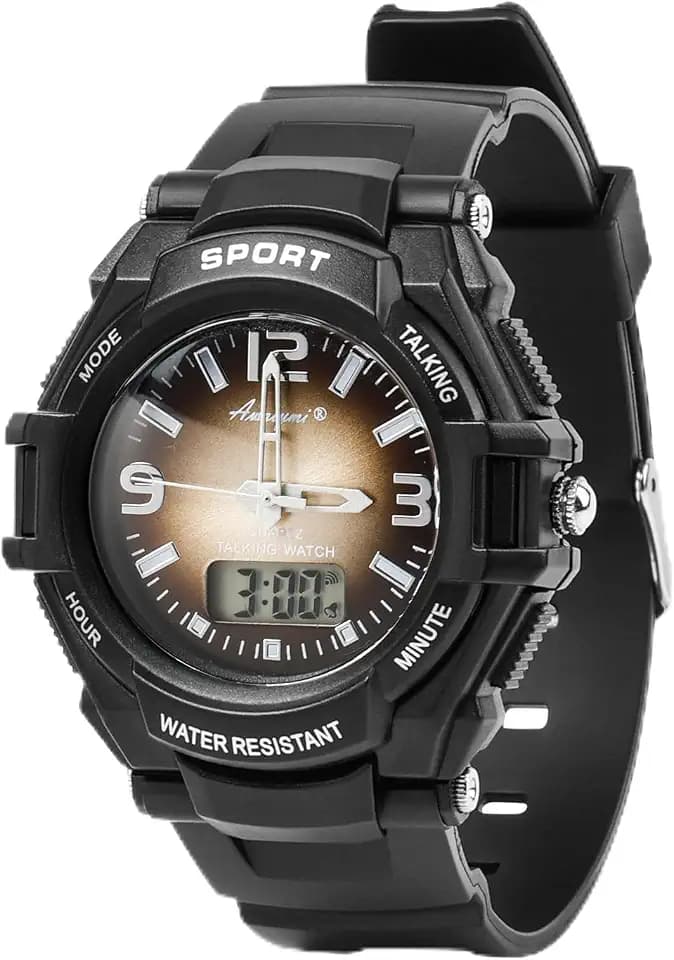 Talking Watches for The Blind with Analog & Digital Display, Sport Talking Watch with Voice Time Announcement and Snooze Alarm for Visually Impaired and Seniors