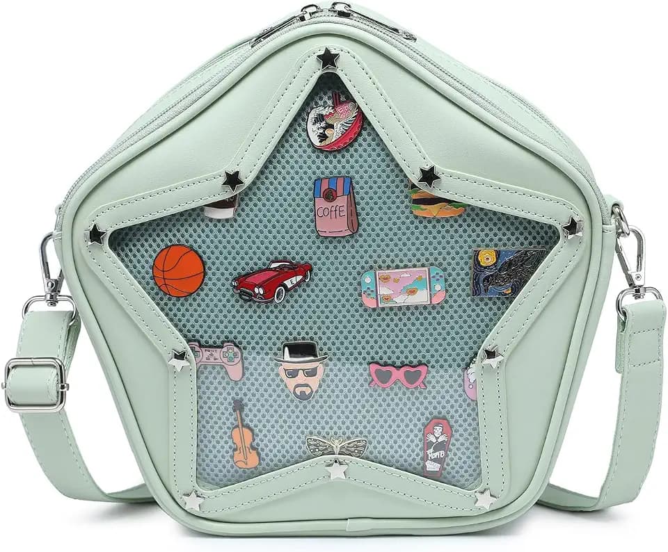 Star PU Ita Crossbody Y2K Aesthetic Clear Pin Window Kawaii Anime Purse