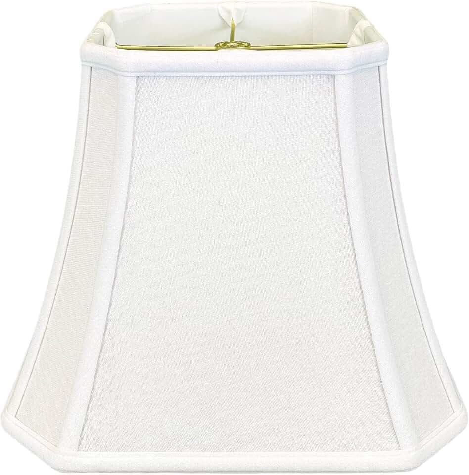Royal Designs, Inc. BS-705-14LNWH Square Cut Corner Bell Basic Lamp Shade, 8 x 14 x 11.25, Linen White