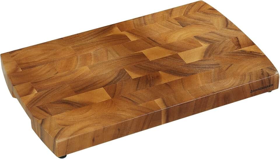 Zassenhaus Hackblock aus nachhaltigem Akazienholz-Stirnholz in der Farbe Dunkelbraun, Maße: 40cm x 25cm, 055412, Dunkel
