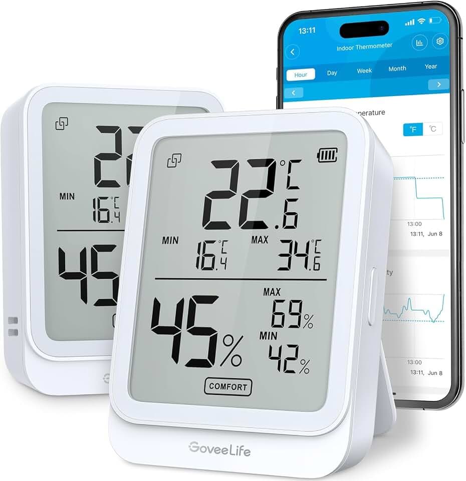 GoveeLife Bluetooth Digitales Thermometer Hygrometer Innen, 2 Stück