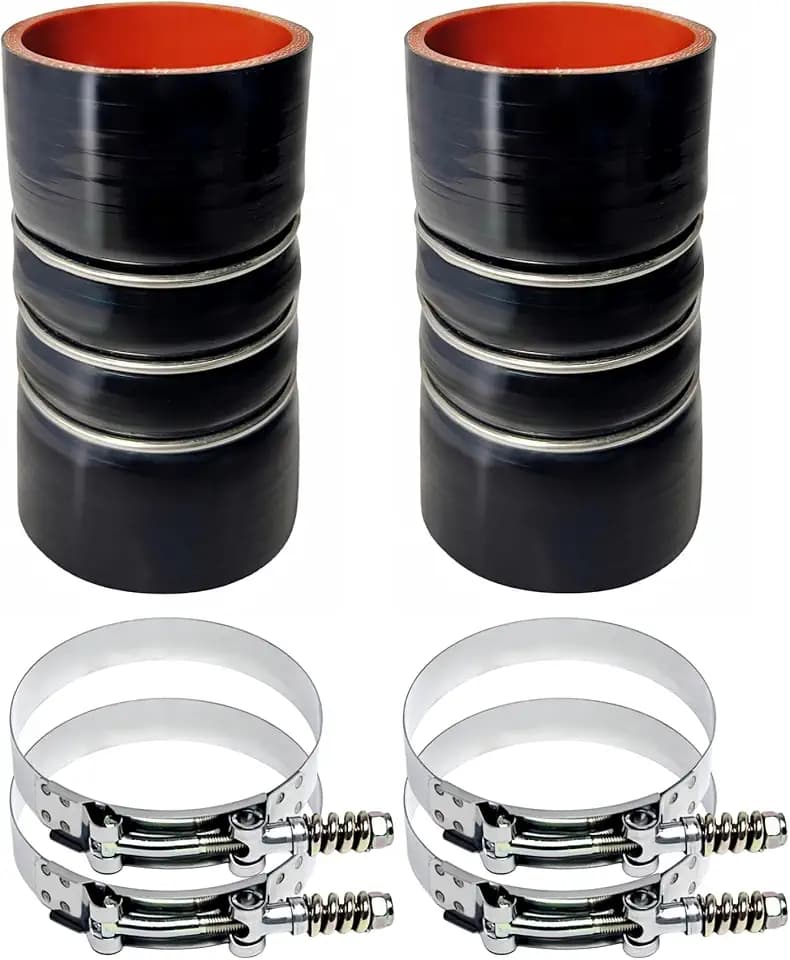 Silicone CAC Charge Air Cooler Hump Hose Boot Set 3" x 6" Heavy Duty Intercooler Hoses Boot Kit with stainless steel T Bolt Clamp, Air Intake and Intercooler Hose Kit,2PCS (Black)
