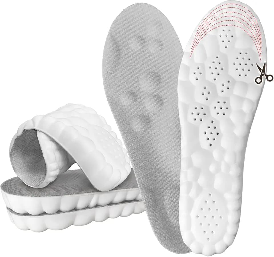 Steppers Insoles for Men & Women, 2026 New 4D Memory Foam Cloud Footstr Insoles, Comfortable & Breathable Massage Shoe Inserts with Arch Support for Foot Pain & Fatigue (Gray, US M 11.5-13)