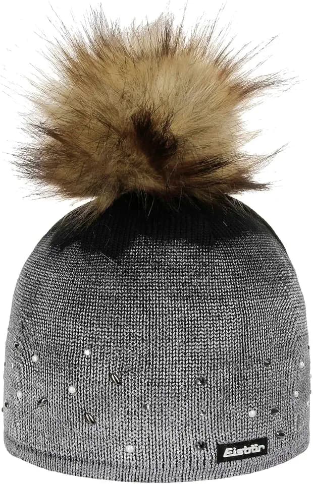 Eisbär Dip Dye Lux Crystal Mütze Pudelmütze Wintermütze Beanie Damenmütze Strickmütze Damen - Made in Austria mit Futter, Futter Herbst-Winter Winter