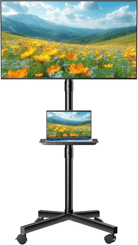 NEWBULIG Rolling TV Stand, Portable TV Cart with Wheels for 23-60 Inch