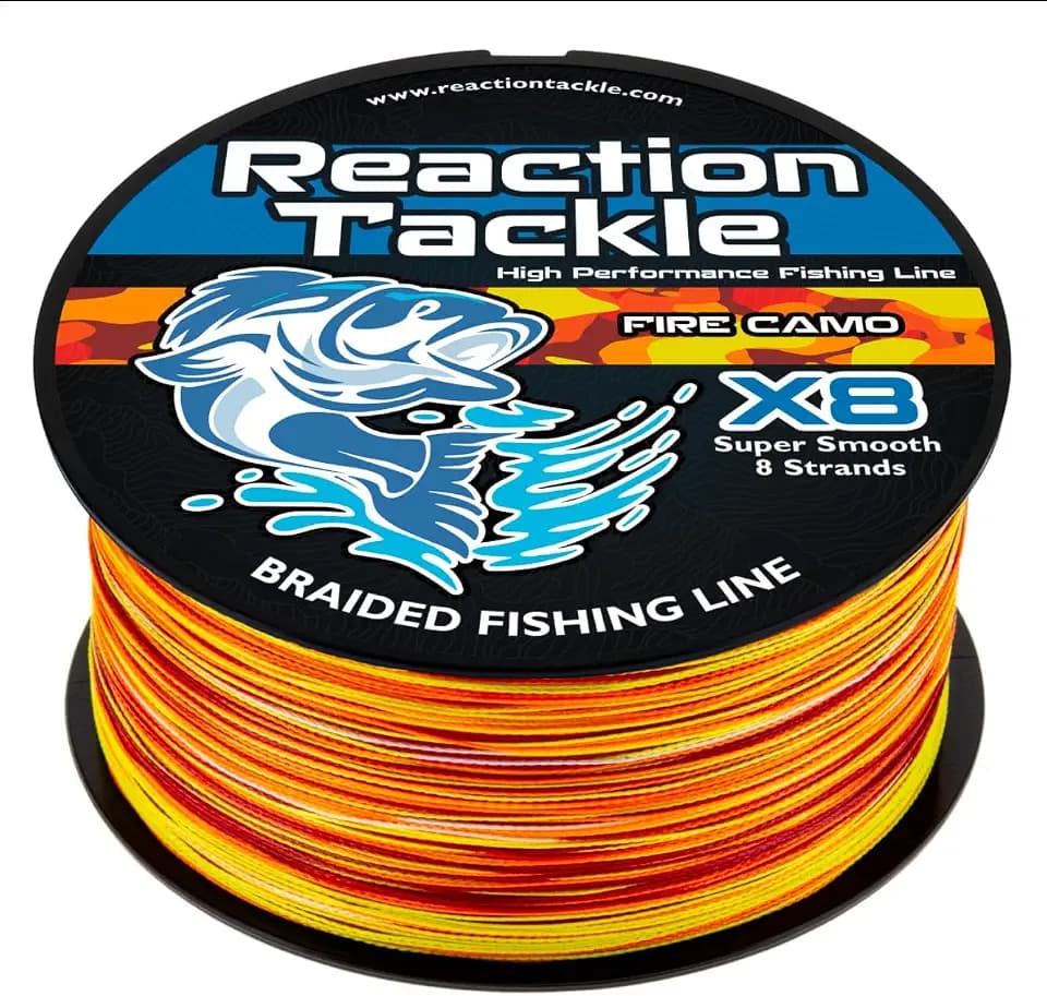 Reaction Tackle Colorfast Braid Line X8 Fire Camo 50Lb 1500Yd