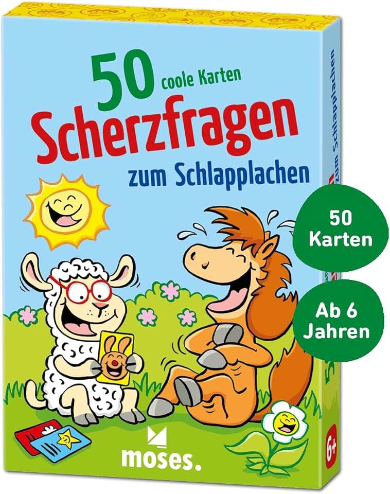 moses. 50 Coole Karten – Scherzfragen zum Schlapplachen, 50 Karten mit witzigen Scherzfragen für Kinder ab 6 Jahren, Witze-Sammlung für Jung und Alt