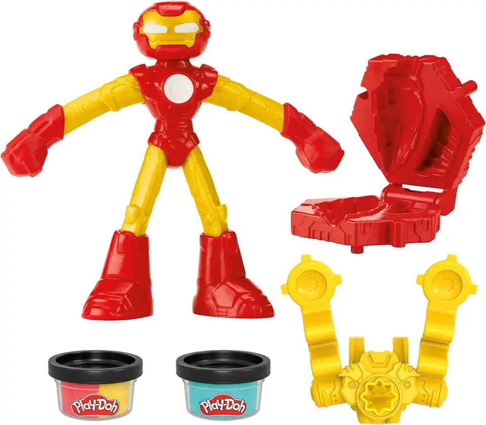 Play-Doh Marvel Iron Man Blast Launcher with Bendy Action Figure, Arts & Crafts Toys for Kids 4 Years & Up