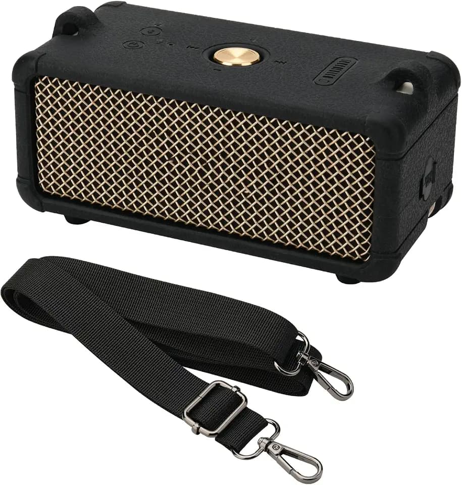 Silicone Cover for Marshall Emberton III Speaker, Soft Silicone Case Replacement Protective Skin Cover Portable Travel Sleeve with Shoulder Strap (Case Only) (Black)