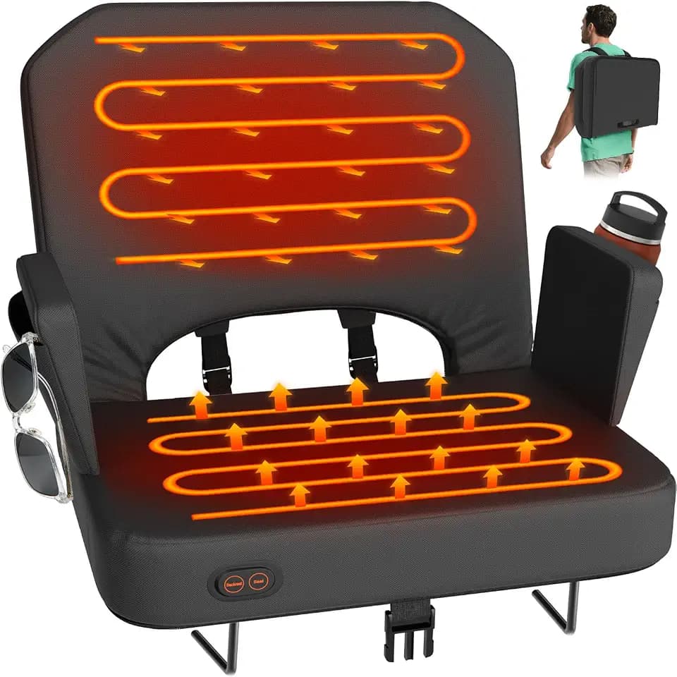 HOPERAN Heated Stadium Seats for Bleachers, Dual Control, Foldable Armrests