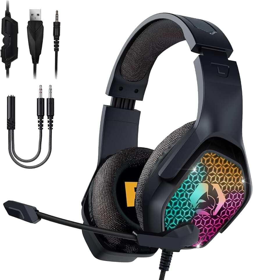 EMPIRE GAMING H-3 RGB Kopfhörer für PS5, PS4, Xbox, Switch, PC, Mac, Smartphones, Tablets, High Definition-Stereo-Sound, flexibles Mikrofon, Schwarz