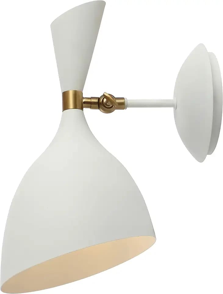 JONATHAN Y Josef 1-Light Wall Sconce Adjustable Metal 7", White/Brass Gold