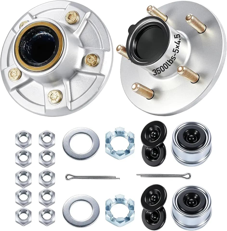 2 Sets 3500 lb Trailer Hubs 5 Lug, 5 on 4.5" Galvanized Trailer Hub Kit