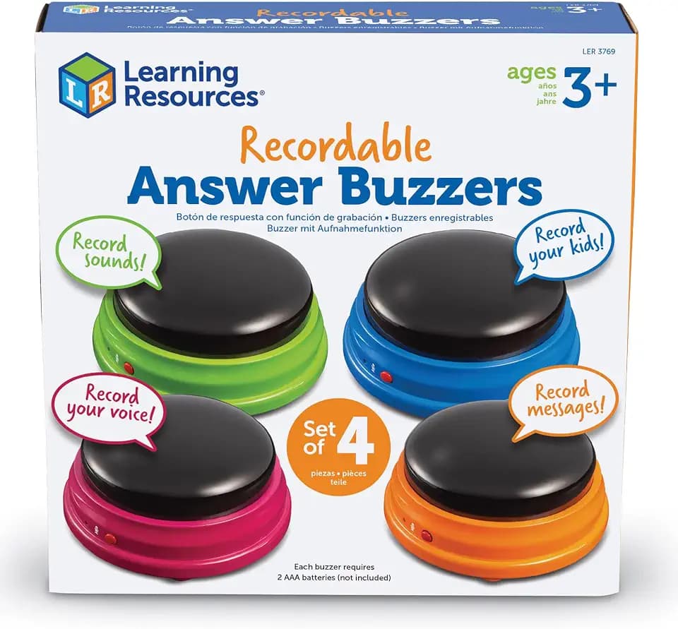 Learning Resources Recordable Answer Buzzers, Set of 4