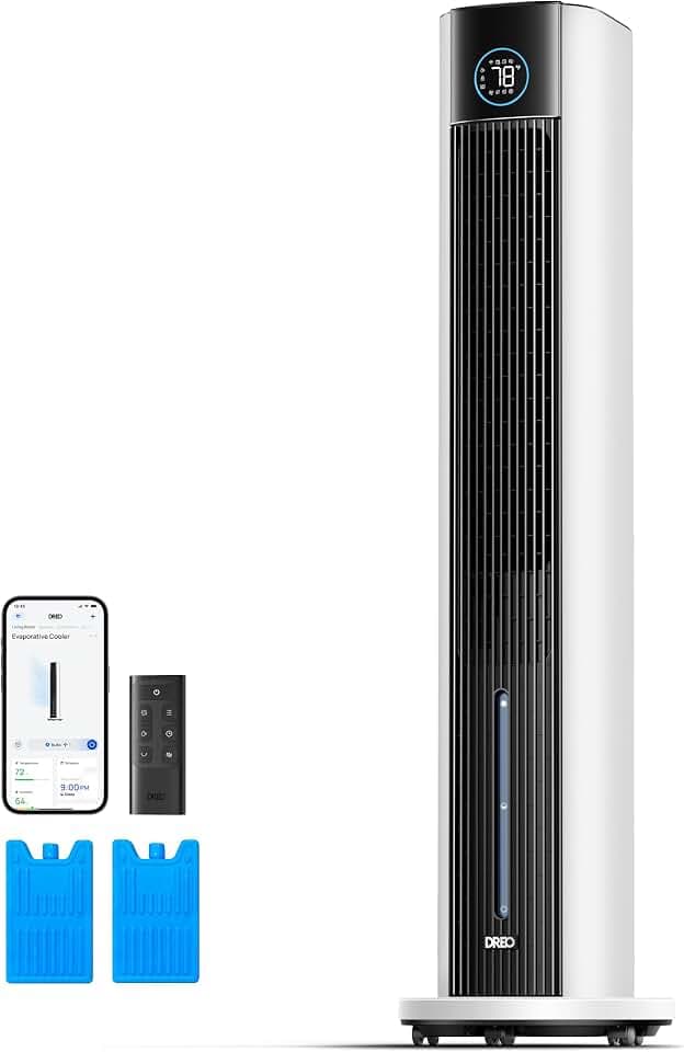 DREO Evaporative Air Swamp Cooler, 43" Cooling Fans that Blow Cold Air