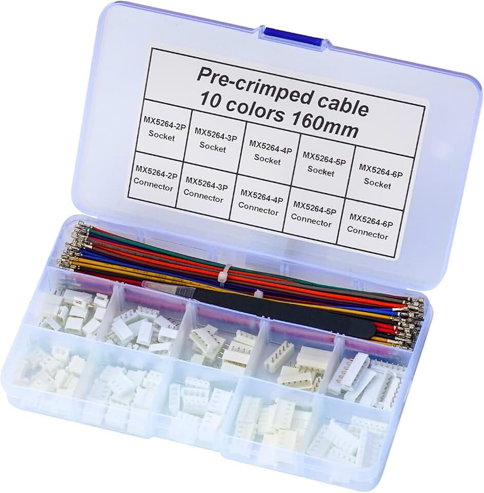 Compatible with Molex Wire-to-Board Connectors, Mini-SPOX Connectors 2.5mm Pitch with 22AWG Premium Pre-Crimped Wire, Mini-SPOX 2.5mm 5264 2P 3P 4P 5P 6P Housing (TC-MX-5264-2.5mm)