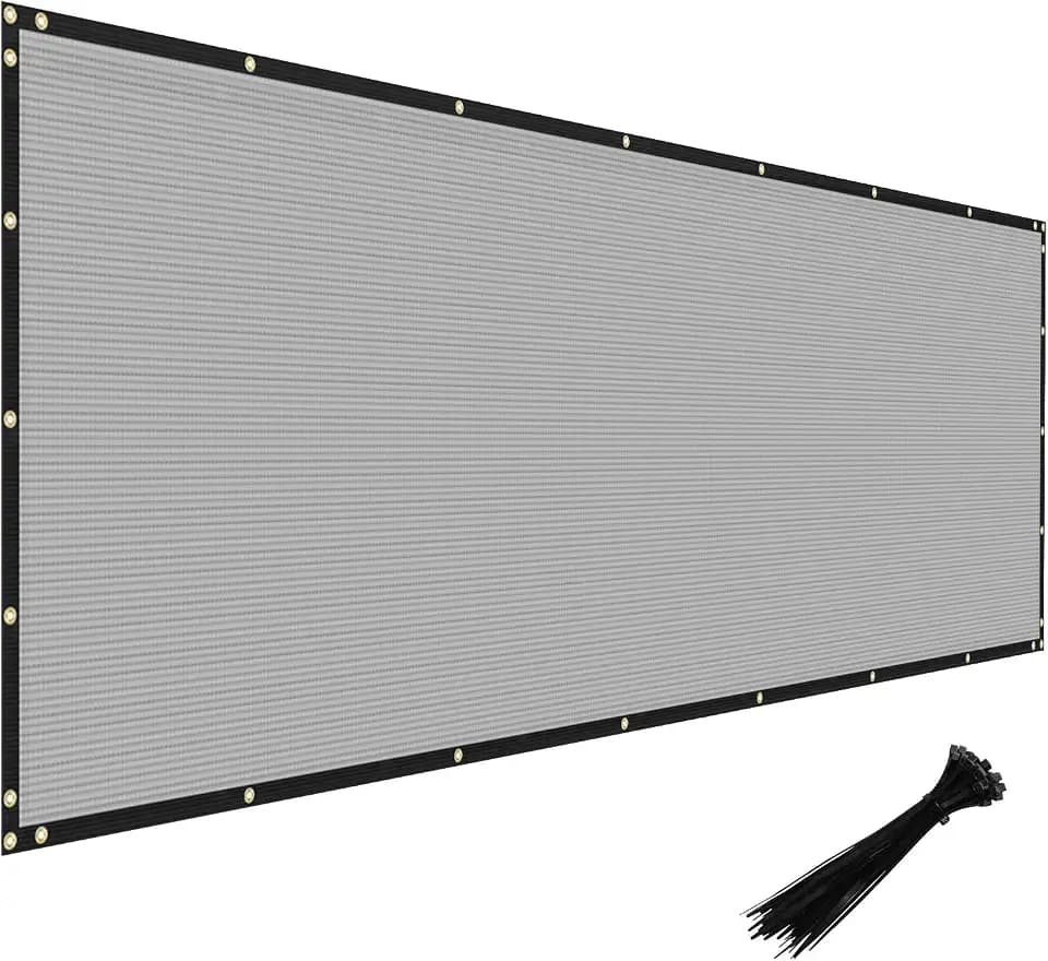 Windscreen4less Privacy Fence Screen Heavy Duty Windscreen Fencing Mesh Fabric Shade Net Cover with Brass Grommtes for Outdoor Wall Garden Yard Pool Deck, 5'x12' Light Gray