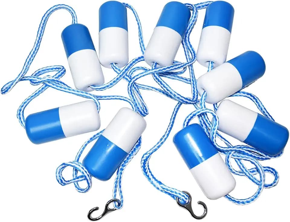PoolSupplyTown Swimming Pool Safety Divider Rope and Float Line with 2 Pre-Assembled Stainless Hooks