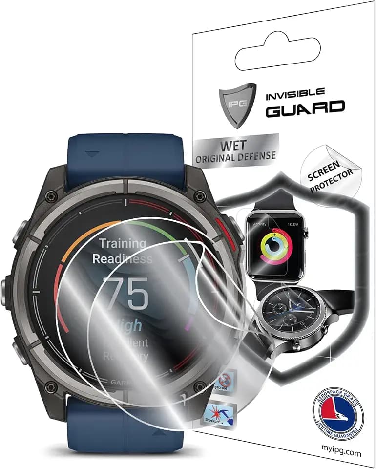 IPG for Garmin quatix® 8 51mm Hydrogel Screen Protector (2 Units) Invisible HD Clear Film Anti Scratch Guard-Smooth/Self-Healing/Bubble Free for qua8 51mm