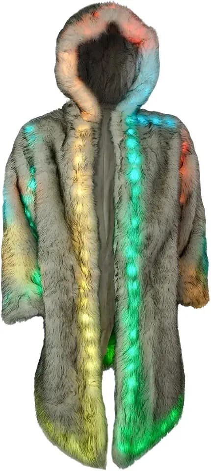 Luwint Mens Cool Led Jacket Light up Coat Rave Costume Outfits, USB Battery NOT Included