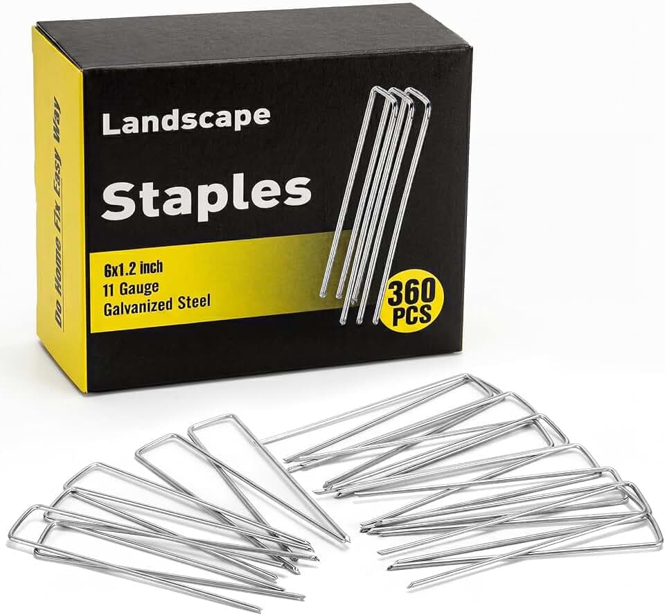 HongWay 360 Pack Landscape Staples 6 Inch, Galvanized Garden Stakes