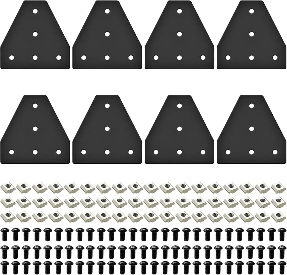 8pcs 3030 Joint Plate Connector Corner T Bracket Black