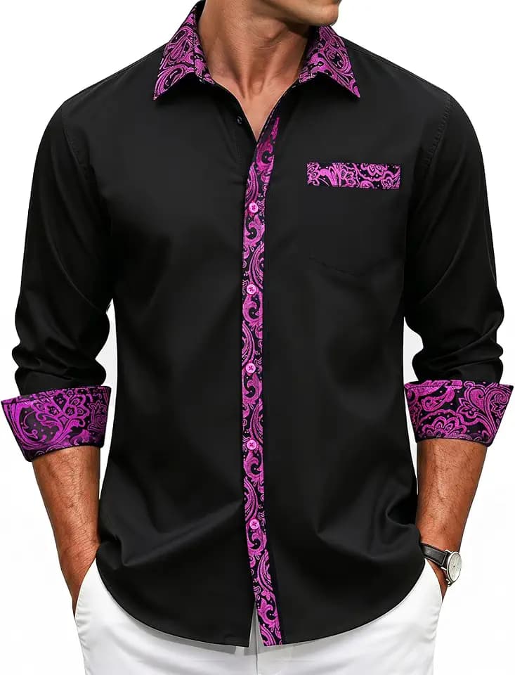DiBanGu Men's Long Sleeve Dress Shirt Wrinkle Free Button Down Shirts