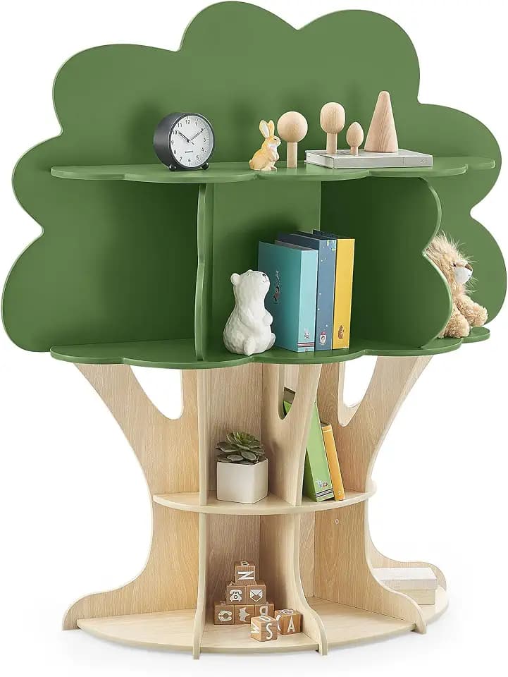 Delta Children Tree Bookcase - Greenguard Gold Certified, Fern Green/Crafted Natural