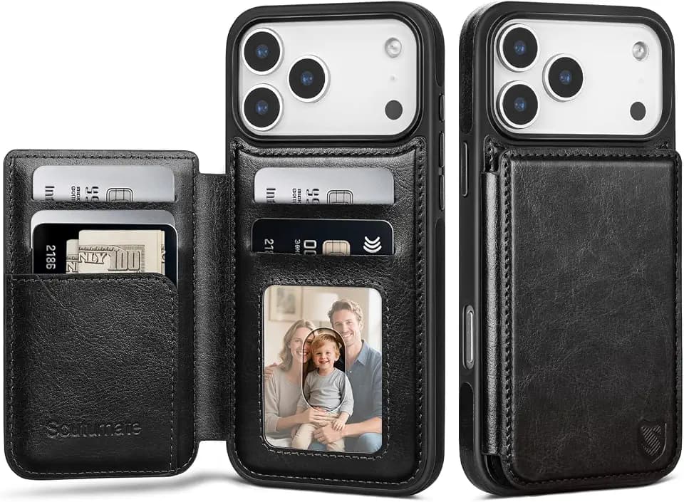 for iPhone 18 Pro Max / 17 Pro Max Phone Wallet Case,Black