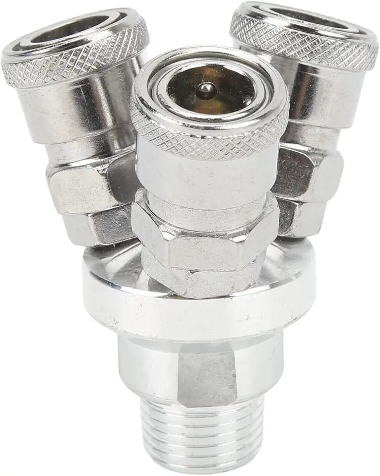 Kadimendium 3 Way Quick Coupler Quick Connect Air Hose Splitter Universal Type Male Thread Swivel Air Compressor Fittings Round Air Splitter Manifold G1/2