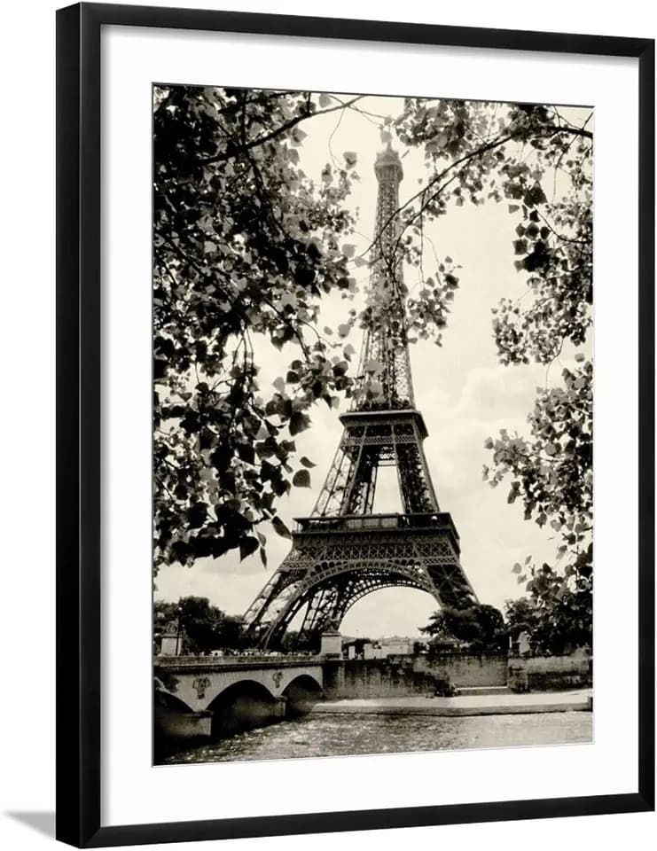 ART.COM Wall Art Print Eiffel Tower II - black and white on Black Frame by Amy Melious, 23" x 29"