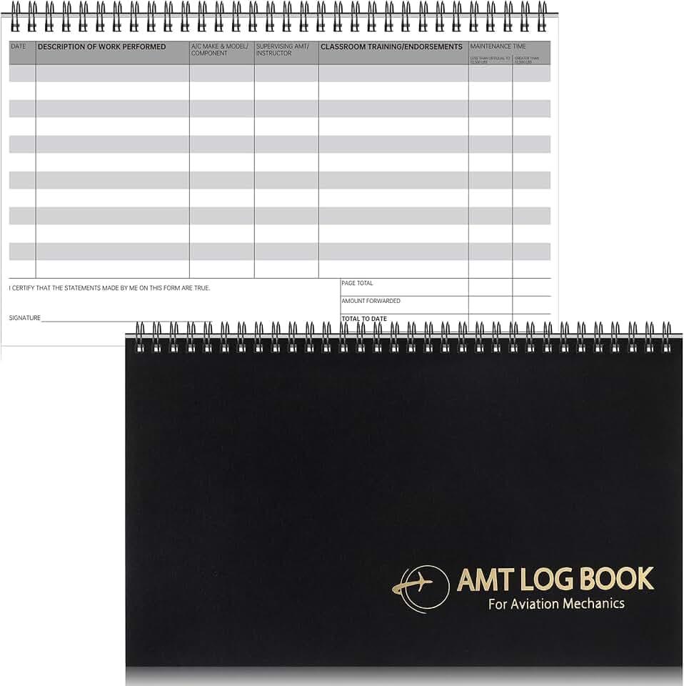 Fuyoooo AMT Logbook 11x6.5 Inch for Aviation Maintenance Technicians