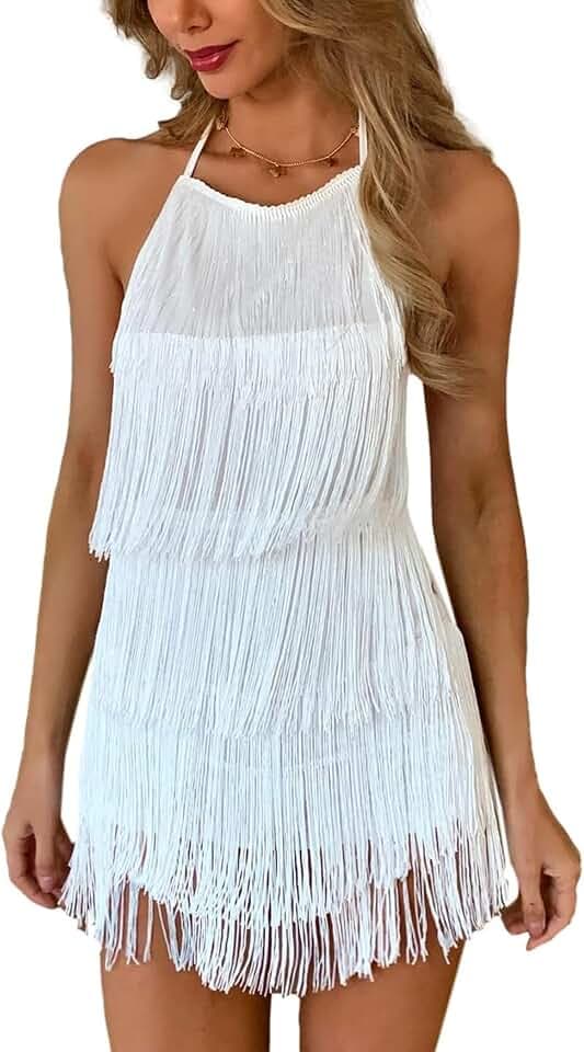 Ella Lust Women Sexy Fringe Dress Jumpsuit - Western Country Concert Outfit