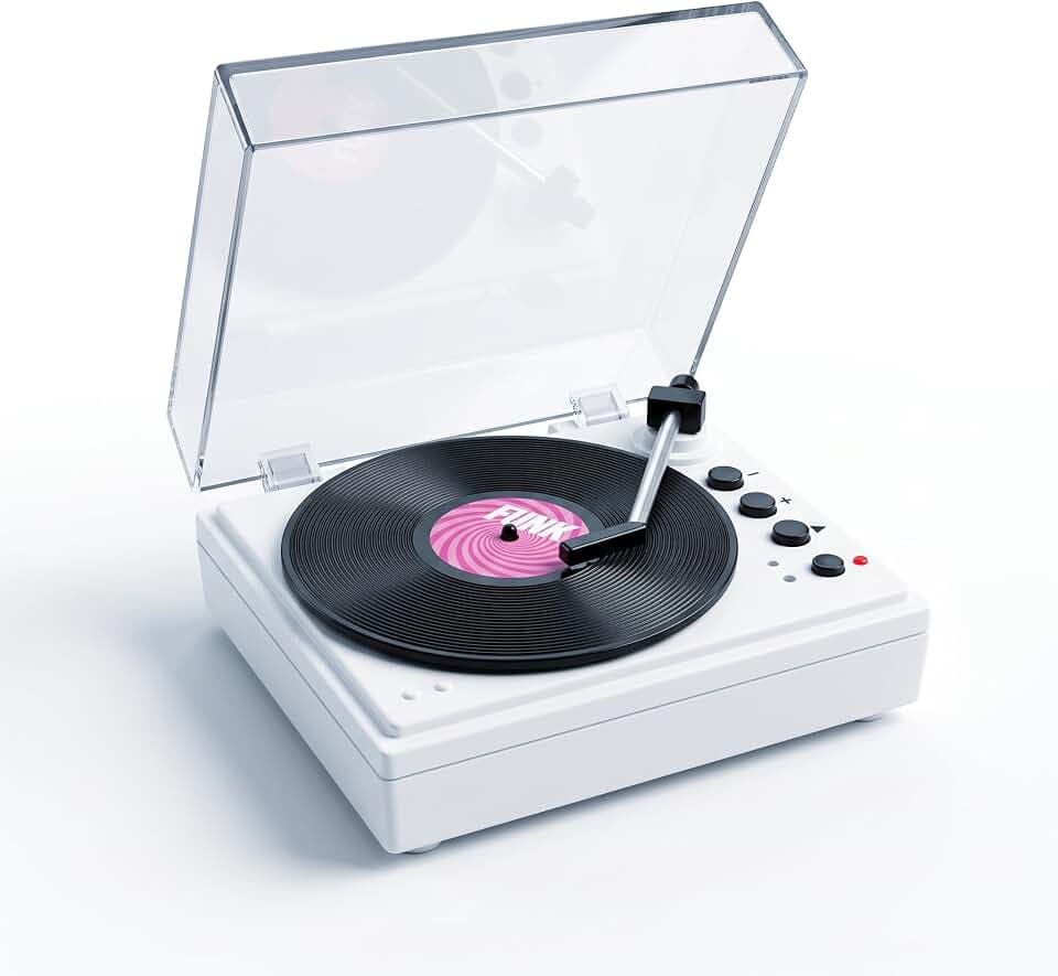 Aufnahmebarer Mini-Musik-Player, 4 Discs, USB-C oder AAA, Weiß