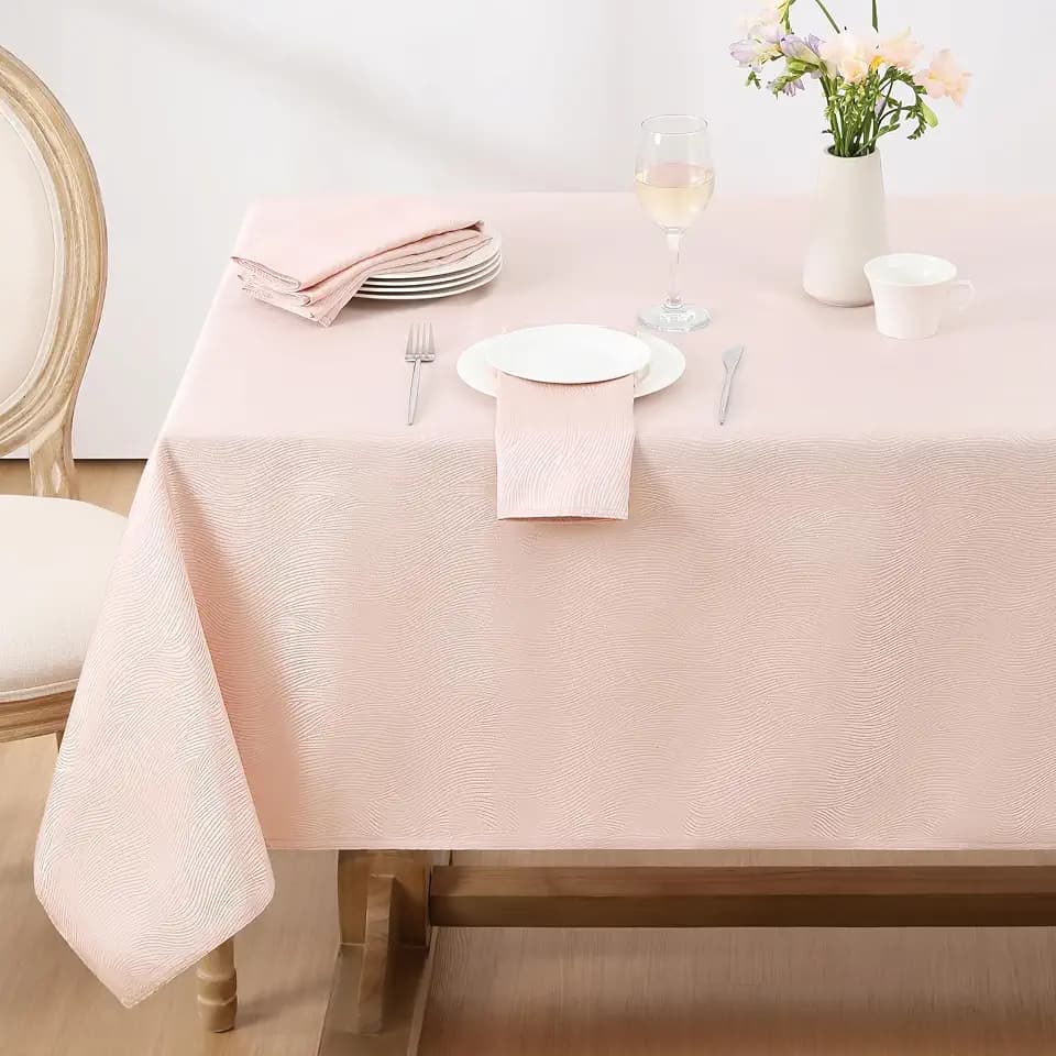 Softalker Jacquard Rectangle Tablecloth 60 x 120 Inch, Light Pink