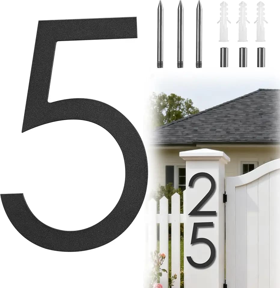 10 Inch Black House Numbers For Outside, Floating Metal Large Modern House Numbers For Outside, Large Address Numbers For House Black Floating Flush Mount Aluminum 5