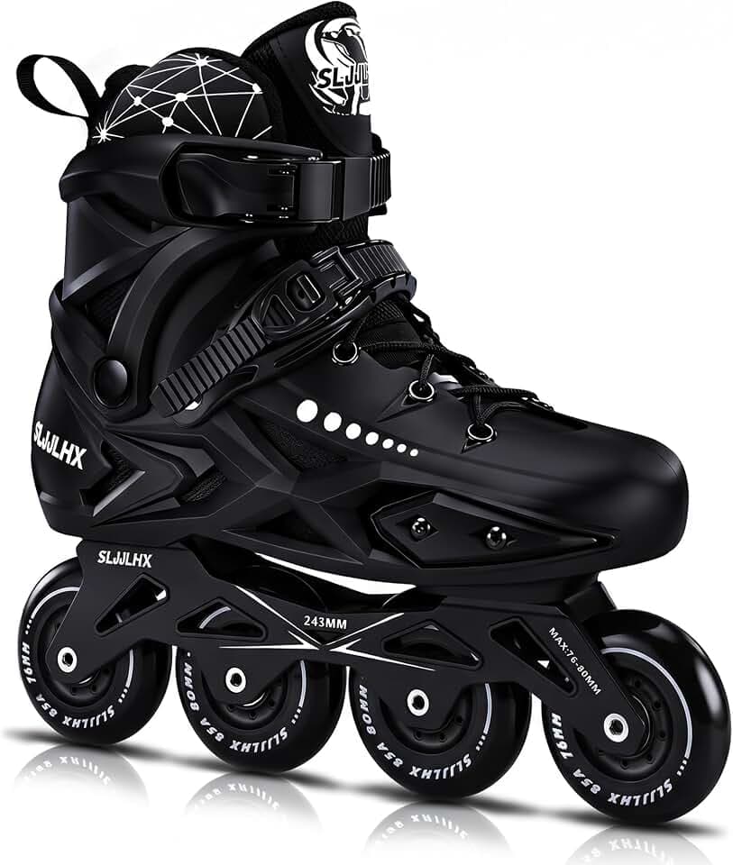 Inline Skates for Men Women,Performance Fitness Roller Skates Blades Adult Male Female, Comfortable Breathable Racing Skates with Washable Lining, Beginner Unisex,Outdoor/Indoor,Black