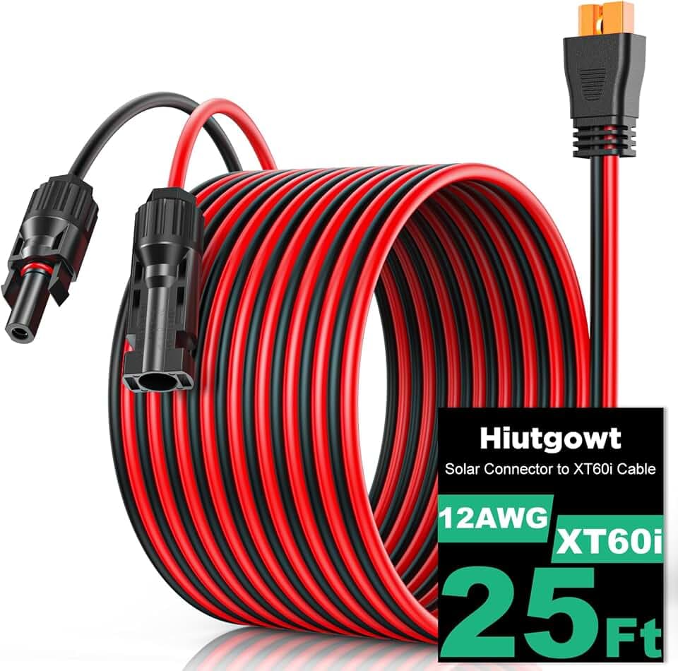 12AWG XT60i Solar Cable 25FT, Solar to XT60i Cable 3 10 15 20 30 40 50FT, Solar Panel Connector to XT60i Extension Cable, XT60i Charging Cable for Portable Power Station