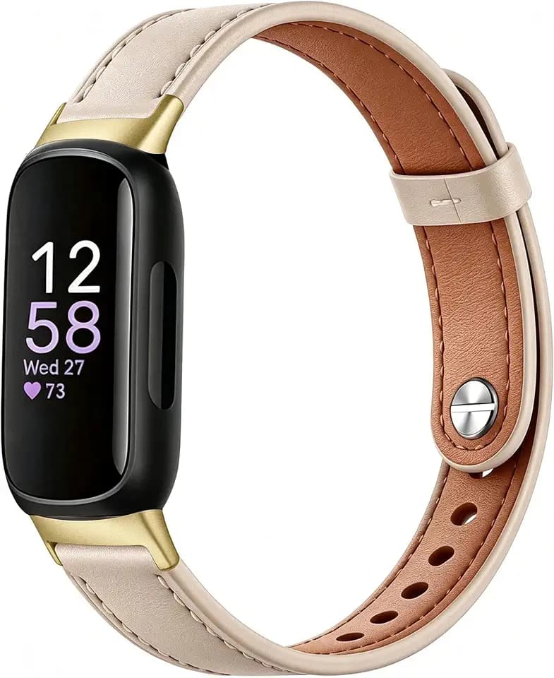Leather Band for Fitbit Inspire 3 Bands Adjustable Sport Replacement Straps for Women