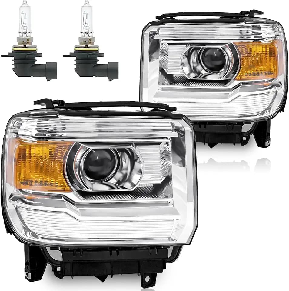 Headlights with High/Low Beam Bulbs for 2014-2018 GMC Sierra