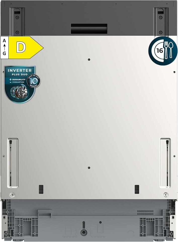 Cecotec Vollintegrierbarer Geschirrspüler Bolero Aguazero 6260 Full-BI. 16 Maßgedecke, Klasse D, 60 cm, Inverter Plus Duo Motor, 6 Programme, Edelstahl-Innenraum, Verstellbarer Oberkorb