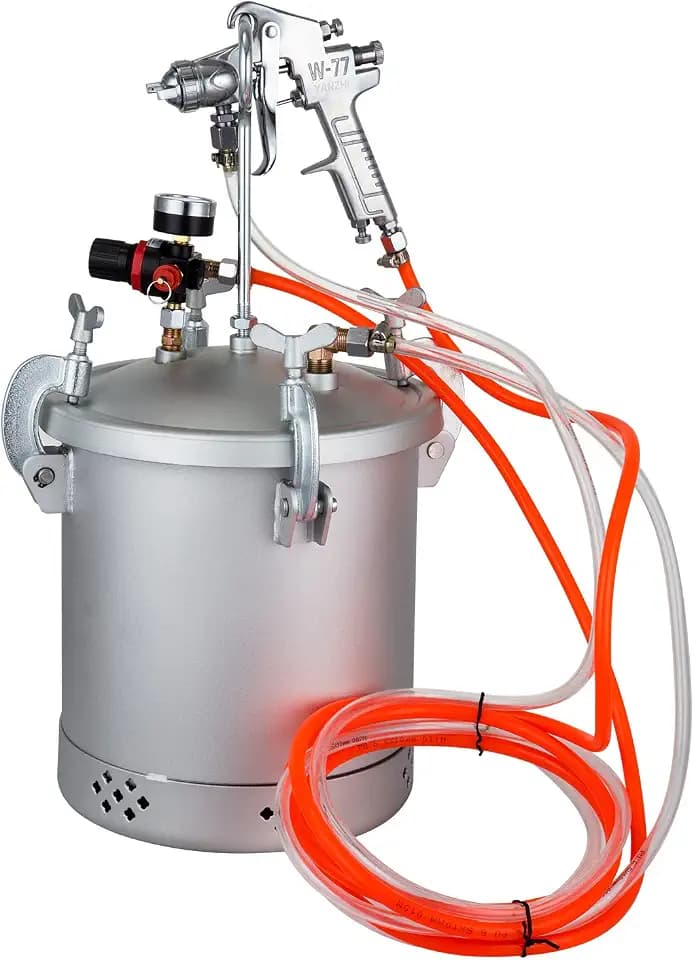 VEVOR Farbspritzpistole 10 L Farbbehälter 30 PSI Farbsprühsystem Lackhalter zum Auftragen von Wasserfarbe, Lacken, Flecken, Lack, feine Oberflächen für Innen- und Außenprojekte