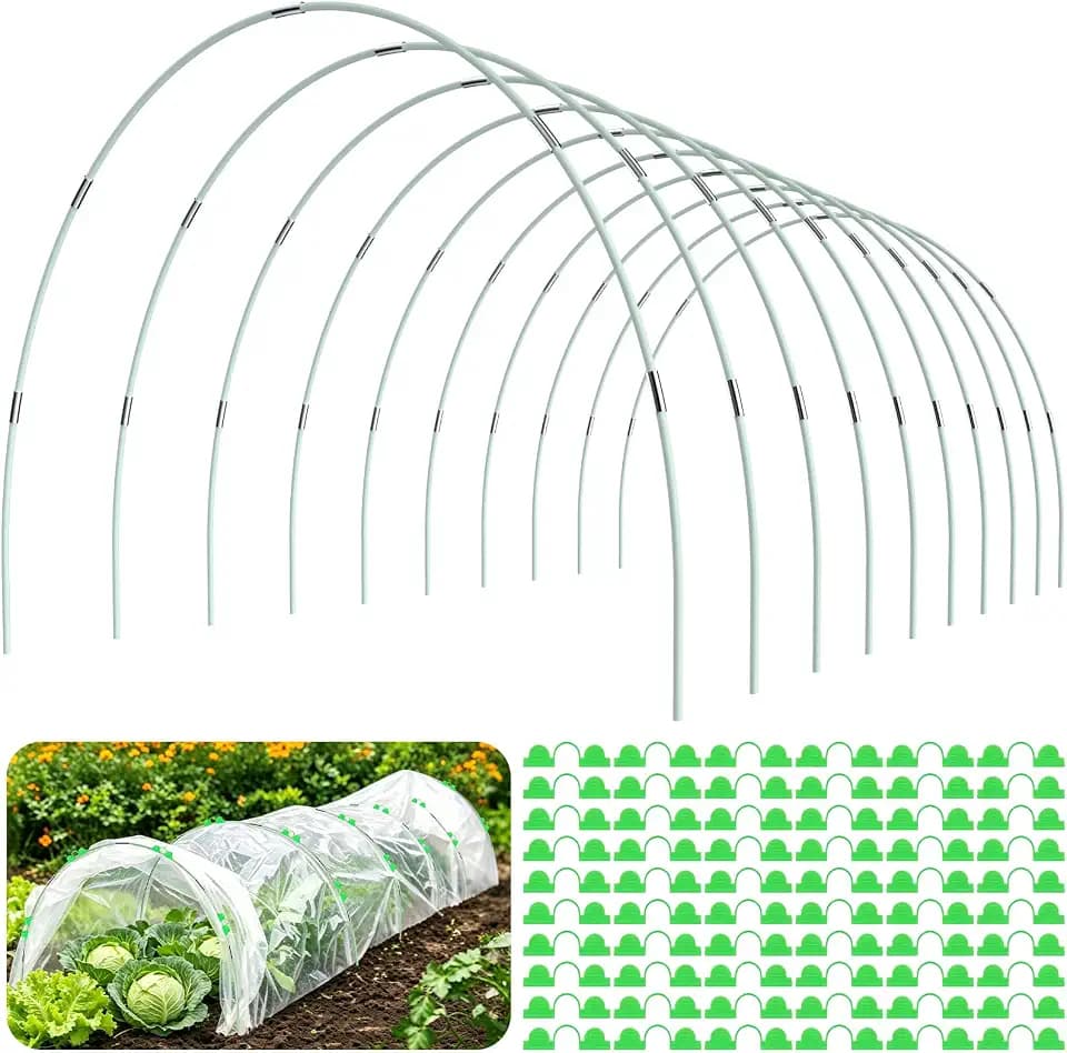 60Pcs Greenhouse Hoops for Raised Beds, Rust-Free Fiberglass