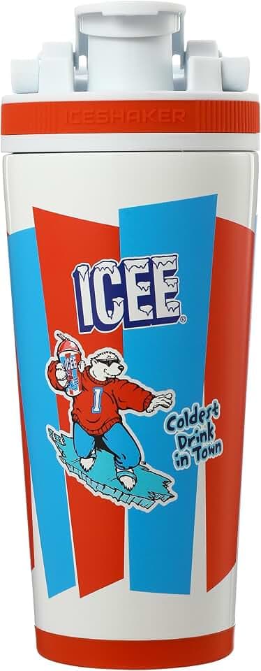 Ice Shaker Insulated Stainless Steel Shaker Bottle | 26oz, ICEE | Cold for 30+ Hours | Insulated Cup with Twist-on Agitator | Odor-Free Bottle for Protein Shakes, Water, Smoothies, Cocktails