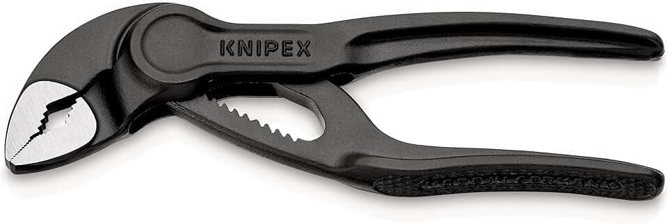KNIPEX Cobra XS Mini-Wasserpumpenzange, 100 mm, Rohre bis 28 mm, 87 00 100 | Muttern bis 24 mm, Selbstklemm-Effekt, Rohrzange, EDC