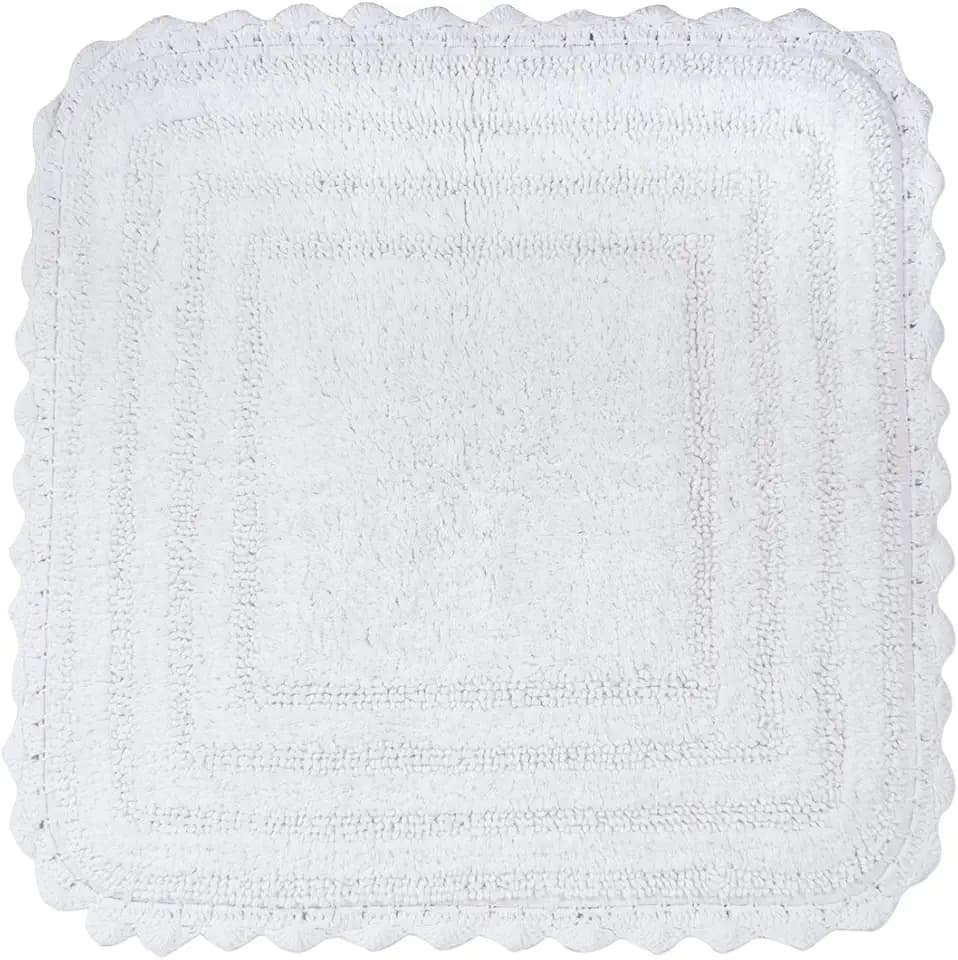 DII Crochet Collection Reversible Bath Mat, Square, 24x24, White