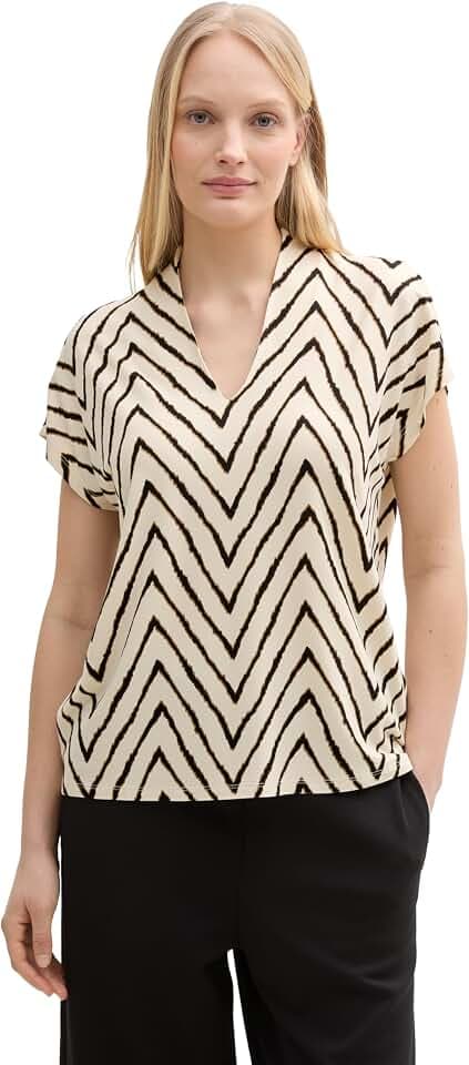 TOM TAILOR Damen T-Shirt mit V-Ausschnitt