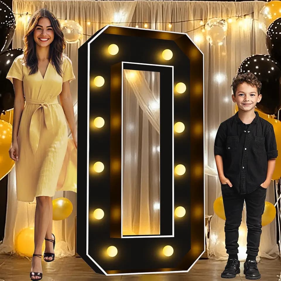 Pooqla 4FT Marquee Light Up Numbers 0 for Birthday Party Decorations